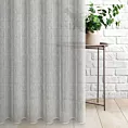 Firana szyta na taśmie 5 cm popielata z matowej tkaniny o naturalnym wyglądzie, z efektem deszczyku, wykończona obciążnikiem