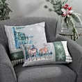 Poszewka na poduszkę 45x45 cm z świątecznym nadrukiem jasnoszaro, zielona FOREST Eurofirany