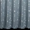 Zasłona szyta na przelotkach niebiesko srebrzysta z tkaniny w stylu eko z błyszczącym nadrukiem