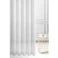Firana szyta na przelotkach biała z delikatnej tkaniny o luźnym splocie, wykończona obciążnikiem