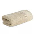 Ręcznik do rąk 30x50 cm bawełniany kolor beżowy z welwetową bordiurą i kontrastującymi paseczkami 500 g/m2 SIBEL Eurofirany