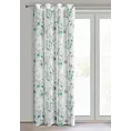 Zasłona biało, niebieska z nadrukiem kwiatów z etaminy 140x250 cm przelotka AVA Eurofirany