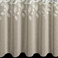 Firana szyta na taśmie 8 cm kremowo beżowa z matowej dwukolorowej etaminy zdobionej roślinną aplikacją, wykończona obciążnikiem