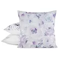 Poszewka na poduszkę 45x45 cm welwetowa zdobiona nadrukiem letnich kwiatów biało, fioletowa MINK Eurofirany