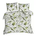 Pościel 160x200 cm bawełniana kolor biały, zielony z wzorem egzotycznych liści ELEN Eurofirany