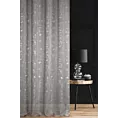 Zasłona szyta na taśmie fala srebrno srebrzysta z tkaniny w stylu eko z błyszczącym nadrukiem