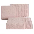 Ręcznik do rąk 30x50 cm bawełniany kolor pudrowy róż z subtelną bordiurą w paseczki 500 g/m2 ALLY Eurofirany
