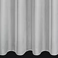 Firana szyta na flexach srebrna z miękkiej tkaniny o delikatnym połysku, wykończona obciążnikiem