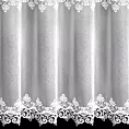 Firana szyta na tunelu biała z miękkiej, matowej tkaniny ozdobionej aplikacją z wzorem fantazyjnym