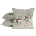 Poszewka na poduszkę 45x45 cm bawełniana, gobelinowa świąteczna z mieszanki włókien popielato, złocista GOB Eurofirany