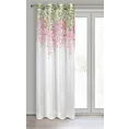 Dekoracja okienna biało, różowa z matowej etaminy z kwiatowym motywem 140x250 cm przelotki JULIETA Eurofirany