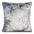 Poszewka na poduszkę 45x45 cm welwetowa z motywem kwiatów z wypustką na brzegach kremowo, niebieska LUCIA Eurofirany