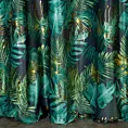 Zasłona szyta na taśmie 5 cm czarno zielona miękka, welwetowa, z błyszczącym nadrukowanym motywem botanicznym