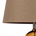 Lampa stojąca do pokoju ciemnobrązowo, złota LEONA z matowym abażurem o widocznym splocie Eurofirany