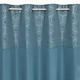 Zasłona niebieska oxford ze srebrną aplikacją 140x250 cm przelotka DAFNE Eurofirany