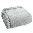 Narzuta srebrna 170x210 cm obszyta falbaną pikowana techniką hot press LIBI 3 EUROFIRANY CLASSIC
