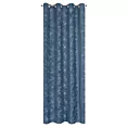 Zasłona ciemnoniebieska z trójwymiarowym wzorem liści, welwetowa 140x250 cm przelotka LIVIA Eurofirany