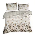 Pościel 220x200 cm z satyny bawełnianej kolor jasnokremowy, beżowy z roślinnym wzorem SPRING 41 Eurofirany
