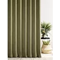 Zasłona szyta na taśmie 5 cm ciemnooliwkowa z tkaniny o naturalnym splocie z efektem melanżu