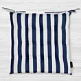 Poduszka na krzesło 40 x 40 x 5 cm wodoodporna granatowo, biała zdobiony subtelnymi pasami GARDEN Eurofirany