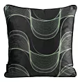 Poszewka na poduszkę 40x40 cm welwetowa z symetrycznym falującym wzorem czarno, zielona POLA Eurofirany