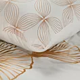 Pościel 160x200 z makosatyny kolor biały złoty z wzorem liści miłorzębu BLANCA 10 Limited Collection Eurofirany