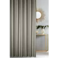 Zasłona szyta na taśmie fala jasnoszara z gładkiej tkaniny zaciemniającej typu dimout wykończona obciążnikiem