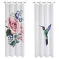 Komplet zasłon 2 szt biało, różowych zdobione motywem roślinnym, z etaminy 140x260 cm przelotka LIA Eurofirany