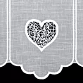 Tkanina firanowa zazdrostka zdobiona ażurowym haftem serca Eurofirany