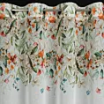 Zasłona biało, zielona z etaminy ze wzorem letnich kwiatów 140x250 cm przelotka LORA Eurofirany