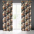Zasłona grafitowo, zielona w kwiaty z welwetu 140x300 cm taśma BETTY Eurofirany