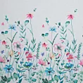 Zasłona biało, niebieska z nadrukiem malowanych kwiatów z etaminy 140x250 cm przelotka LILIAN Eurofirany