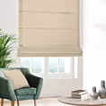 Roleta rzymska beżowa z miękkiej tkaniny o naturalnym splocie w stylu ekologicznym