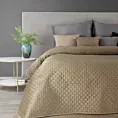 Narzuta welwetowa beżowa 220x240 cm pikowana w geometryczny wzór metodą hot press DIMON Eurofirany