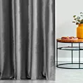 Zasłona szyta na taśmie fala szara z tkaniny welwetowej w pionowe prążki, wykończona obciążnikiem