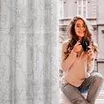 Zasłona biało, popielata ze wzorem kwiatowym z etaminy 140x250 cm przelotka FIORE Eurofirany