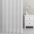 Firana szyta na flexach biała z miękkiej tkaniny o lekkim splocie i delikatnym połysku, wykończona obciążnikiem