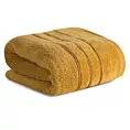 Ręcznik kąpielowy 70x140 cm bawełniany kolor musztardowy z welwetową bordiurą i kontrastującymi paseczkami 500 g/m2 SIBEL Eurofirany
