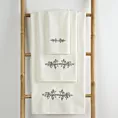 Zestaw ręczników bawełnianych na prezent 3 szt kolor kremowy,grafitowy z haftem z motywem ornamentu roślinnego 380g/m2 KAMELIA Eurofirany