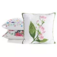 Poszewka na poduszkę 45x45 cm zdobiona haftowanym motywem kwiatów biało, zielona WIOSNA 68 Eurofirany