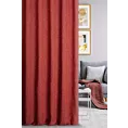 Zasłona szyta na flexach czerwono złota z tkaniny przetykanej błyszczącą nicią