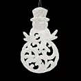 Biała zawieszka na choinkę ażurowy bałwanek ze srebrnym brokatem 12x7 cm Eurofirany