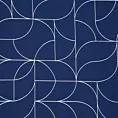 Zasłona granatowo, srebrna zdobiona nadrukiem geometrycznym z tkaniny typu oxford 140x250 cm przelotka EVI Eurofirany