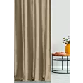 Zasłona szyta na przelotkach złota z tkaniny welwetowej w pionowe prążki, wykończona obciążnikiem