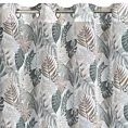 Zasłona biało, brązowa zdobiona nadrukiem liści z etaminy 140x250 cm przelotka AMELA Eurofirany