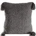 Poszewka na poduszkę 45x45 cm o strukturze miękkiego futra z ozdobnymi chwostami stalowa ELDA Eurofirany