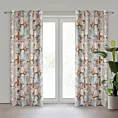 Zasłona beżowo, ruda zdobiona nadrukiem kwiatów 140x250 cm przelotkA NESSI Eurofirany