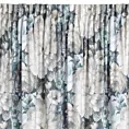 Zasłona kremowo, niebieska zdobiona nadrukiem kwiatów z welwetu 140x270 cm taśma LUCIA Eurofirany