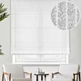 Roleta rzymska biała z tkaniny z aplikacją i haftem