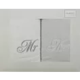Zestaw ręczników bawełnianych 2 szt 50x90 cm z haftem MR&MRS kolor biały, popielaty 400 g/m2 Eurofirany